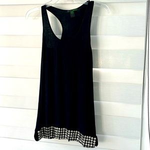 Black racer back top with line of silver studs on the bottom